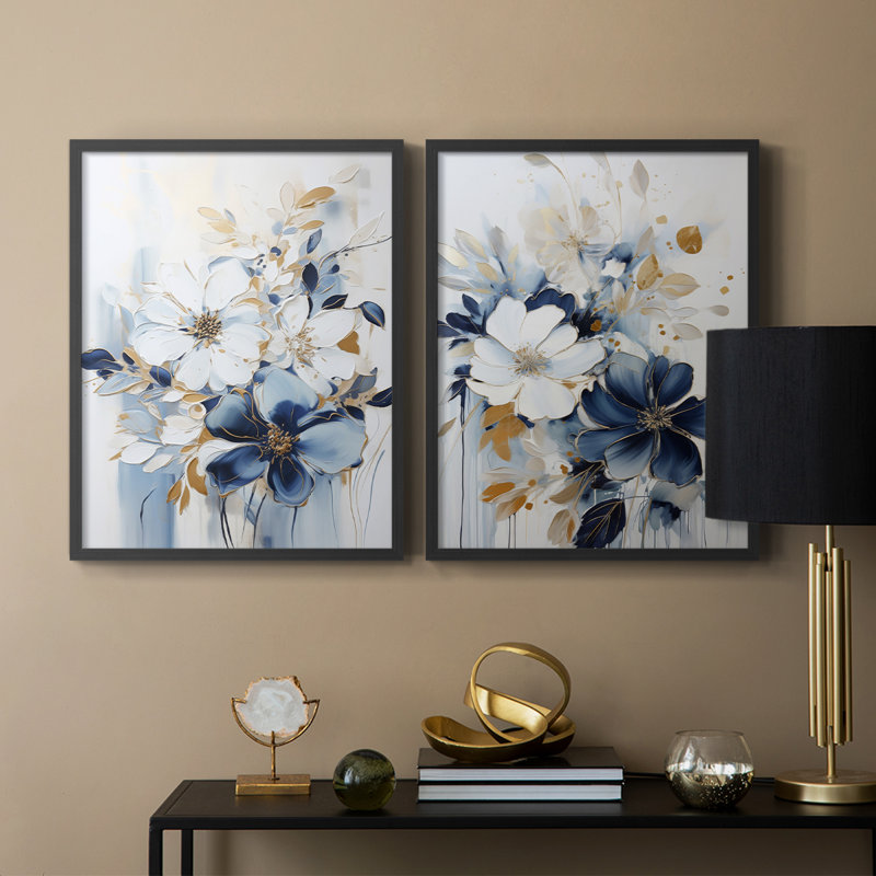 «FLORAL Series CCLxxiv», reproduction encadrée de qualité supérieure - prête à être accrochée - aucun clou requis - aucun clou requis