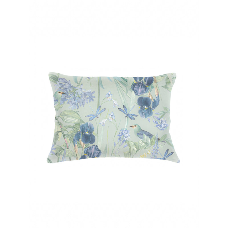 Tropical Paradise Linen Pillow with Insert, Aqua Blue, Square 22", Polyester