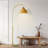 Lark 75 in. Weighted Base LED Arched Standing Floor Lamp with Boho Rattan Shade-110743082