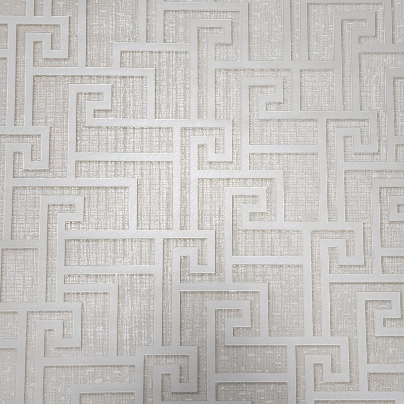 Versace Beige Tan Cream Small Greek Key Lines Textured Wallpaper Roll 3d