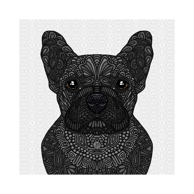 Black Frenchie 1 Piece Wrapped Canvas Wall Art, 93.98cm H x 93.98cm W x 1.91cm D