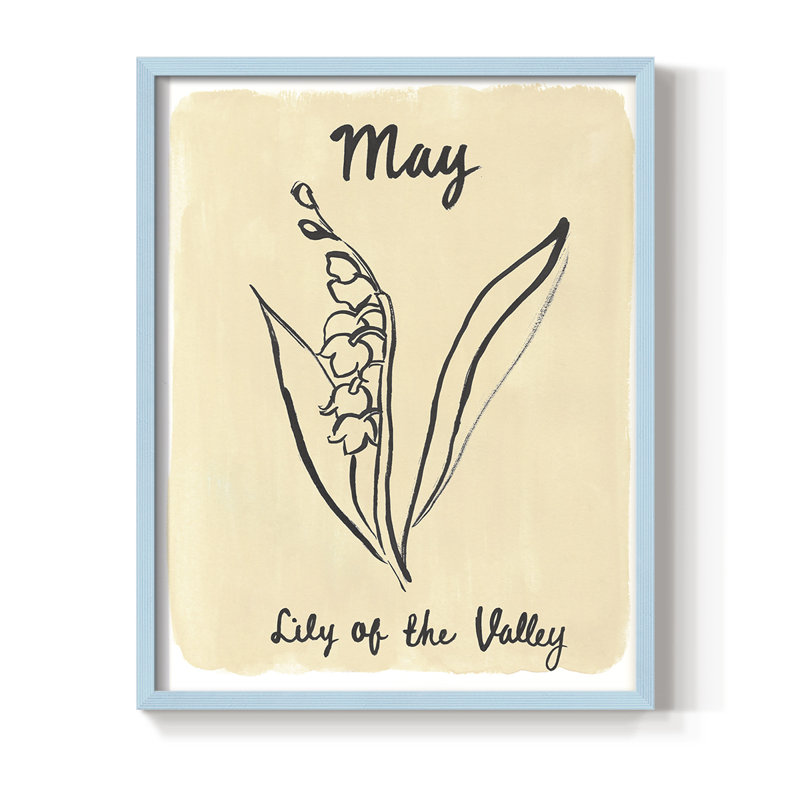Birth Month V Framed Print - Solid Wood, 30" H x 24" W, Blue