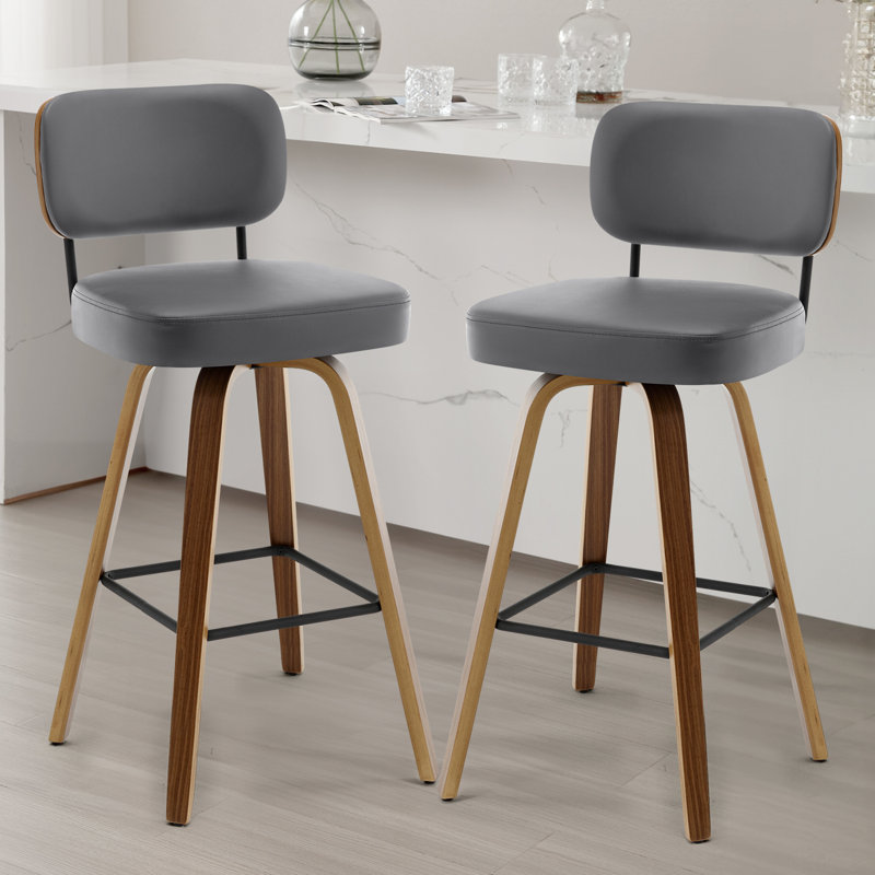 Tabouret de bar et de comptoir pivotant Kahana, Brun, Gris, Tabouret de bar (siège d'une hauteur de 29 po)