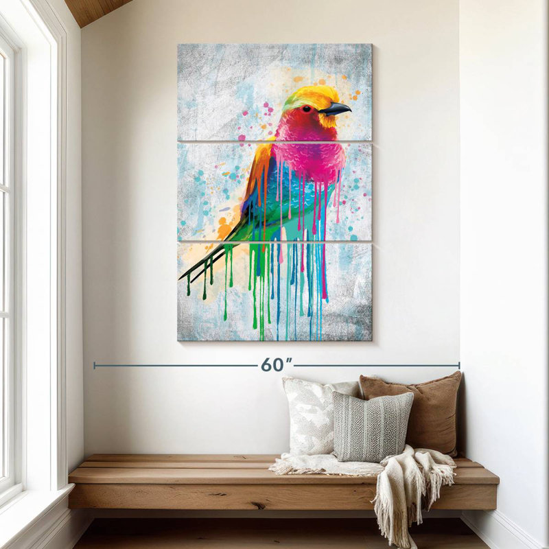 Brampt Lilac-Breasted Roller Paint Drip, 50" H x 32" W