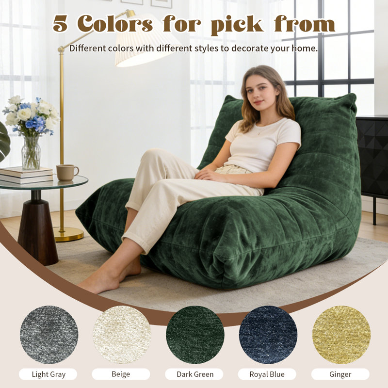 Canapé adulte pour fauteuil à billes, canapé confortable en chenille pour bureau de chambre à coucher, emballage compressé