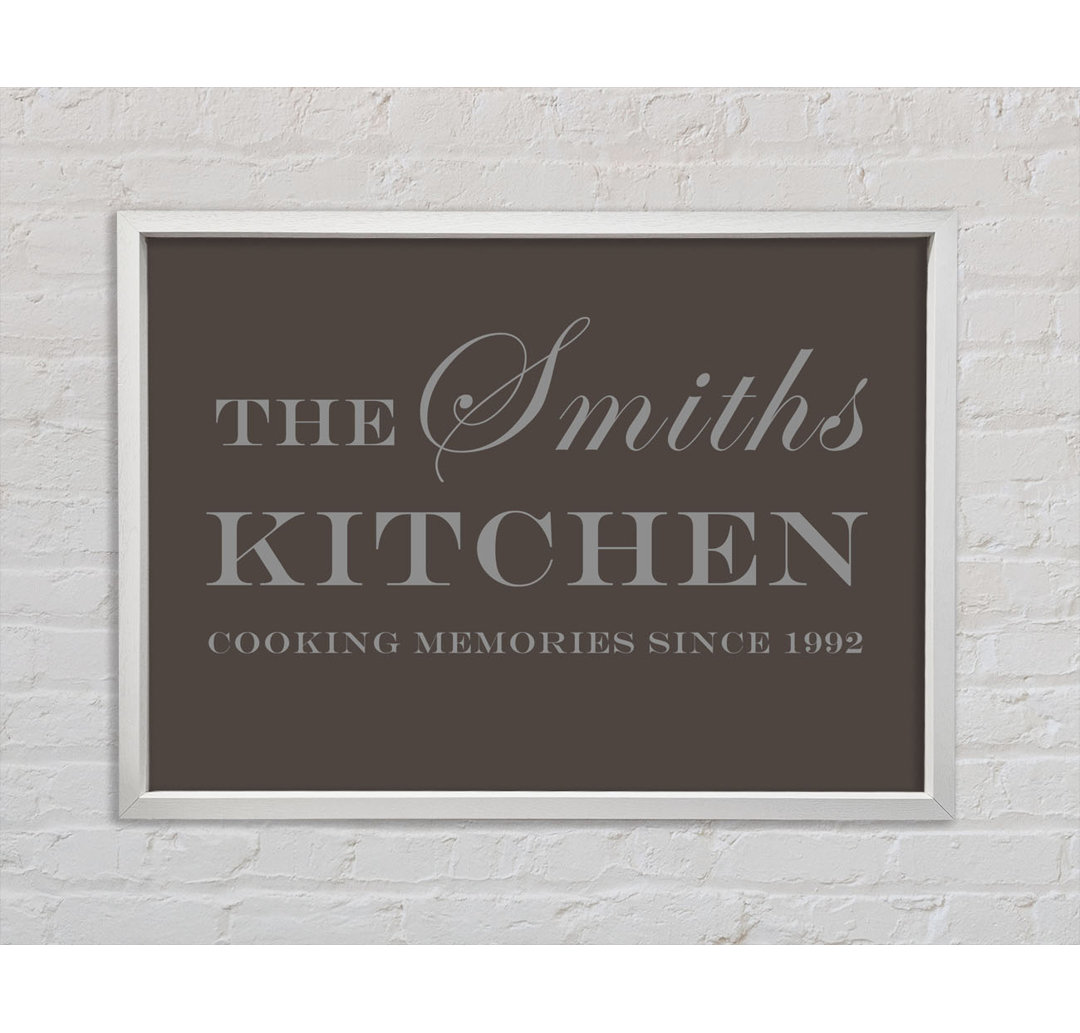 Kitchen Quote Your Family Name And Date Kitchen Dusty Pink - Single Picture Frame Art Prints on Canvas