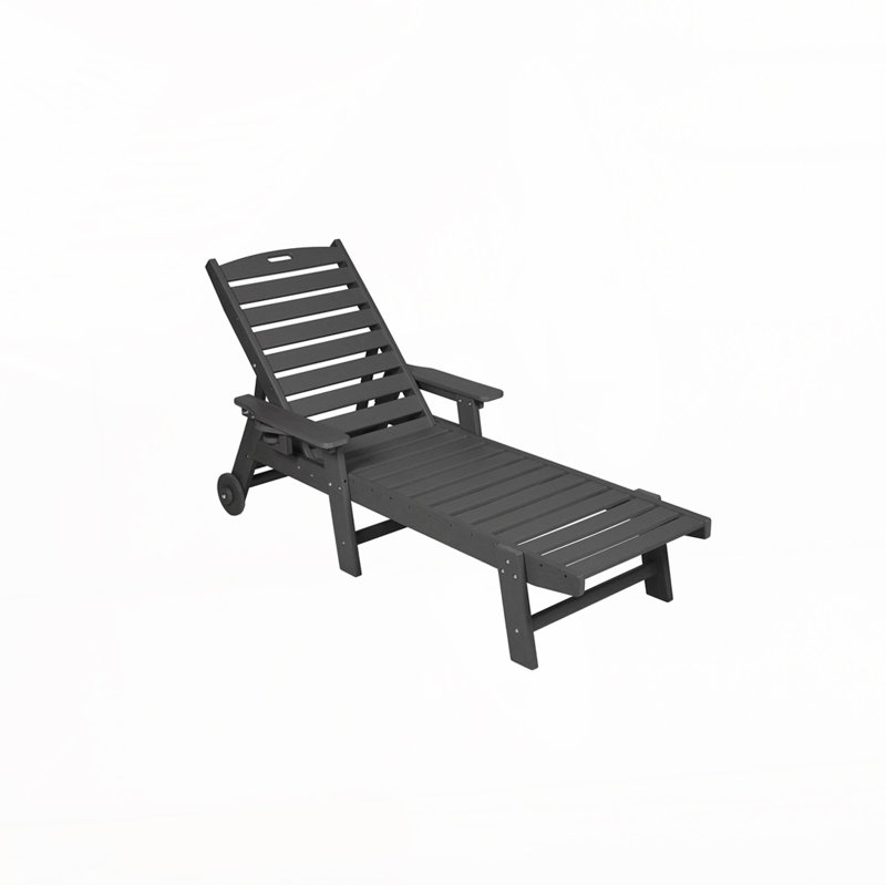 Outdoor Chaise Lounge Chair  with Side Table, Gray