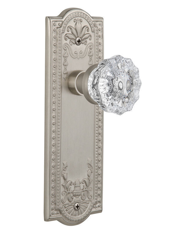Meadows Plate with Crystal Door Knob, Satin Nickel