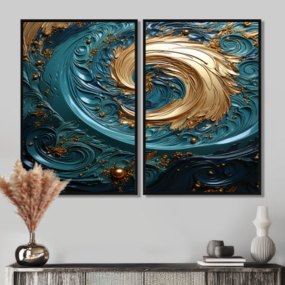 Teal Majestic Motion I - impressions sur toile bleues