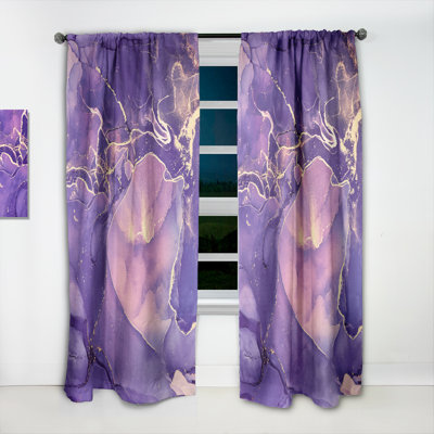 Purple And Blue Liquid Fuchia Art IV - Modern Curtain Panels