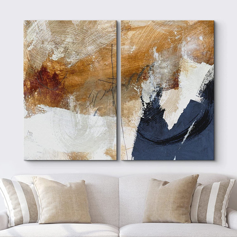 «Abstract Paint Effect Blue Graffiti Stroke», reproduction d'art sur toile 2 pièces, Toile tendue, H 24 po x l 36 po