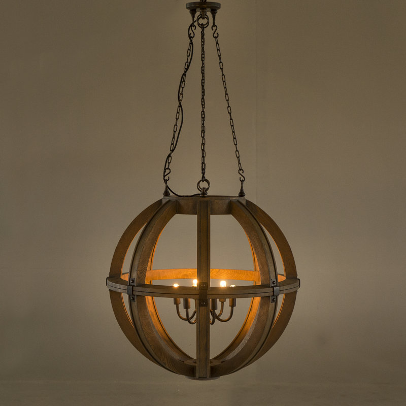Nellcote 6 - Light Wood Globe Chandelier