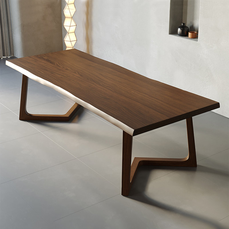 Nut-brown Free form Solid Wood Dining Table, 29.53"H x 70.87"L x 31.5"W