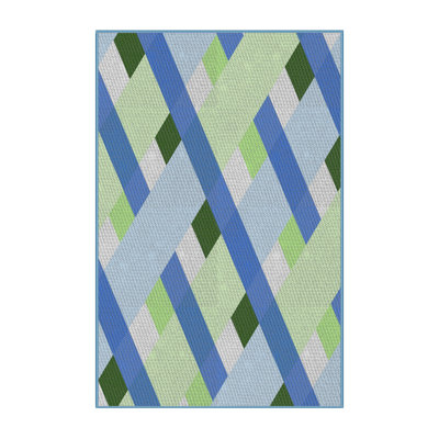 Tapis vert/bleu de mer à motifs