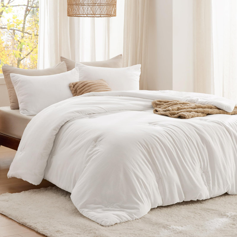Bedsure Comforter Set-Cotton Like-Clover, Queen Comforter + 2 Queen Shams, Gray Blue