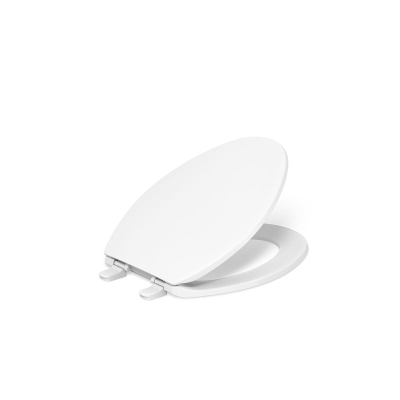 Brevia Toilet Seat with Quick-Release Hinges and Grip-Tight Bumpers, White, Elongated