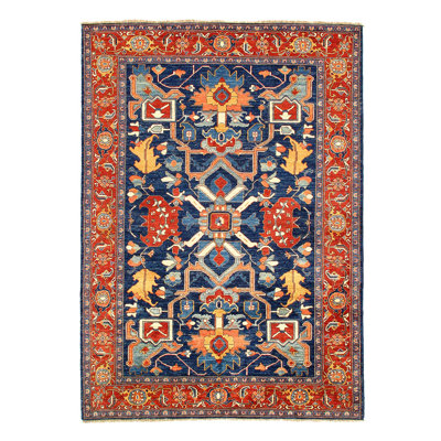 One-of-a-Kind Rectangle 6'4" X 8'11" New Age Wool Area Rug Yellow/Blue/Red