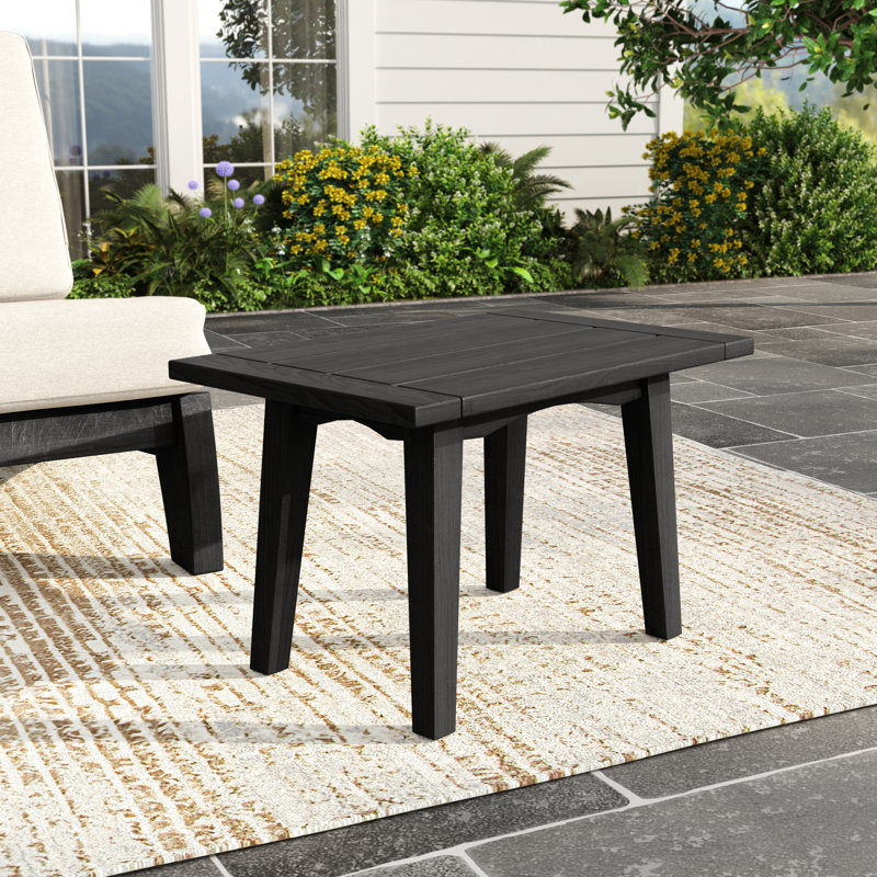 Polett Rectangular 19.6'' W Solid Wood Outdoor Side Table , Black