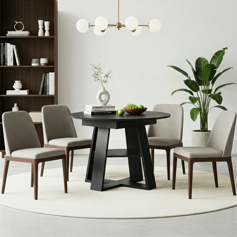 Table de salle à manger extensible moderne 43 "à 59" avec tablette de rangement et table de cuisine ovale pour 4 à 8 personnes Modern