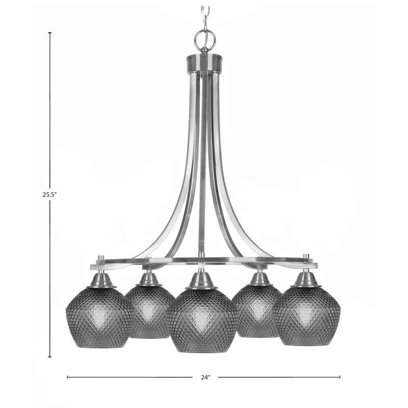 Lustre 5 lumières Paramount, Nickel brossé, Noir