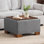 Repose-pieds de rangement carré 23,2 po avec plateau en bois
