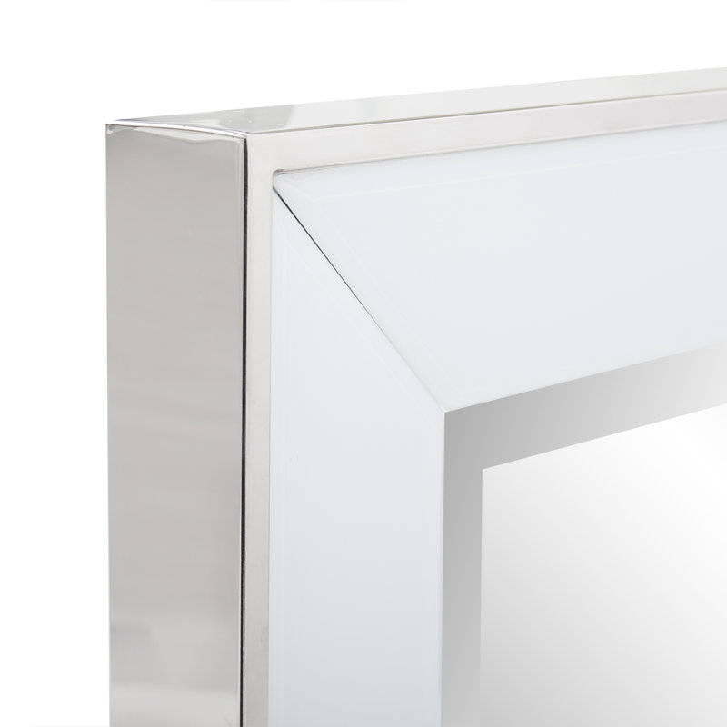 Stainless Steel Square Mirror, White