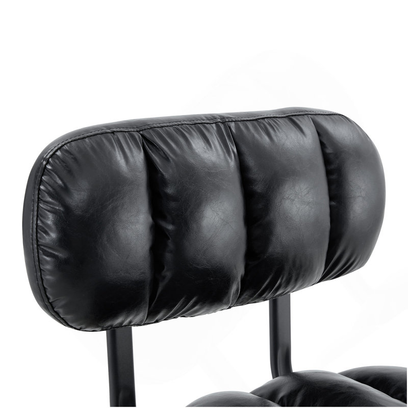 Ensemble de 2 tabourets de bar à hauteur ajustable, revêtement en cuir de polyuréthane noir avec base et repose-pieds chromés, tabourets modernes et confortables pour îlot de cuisine, bar personnel, salle de jeux et espace de pause-bureau