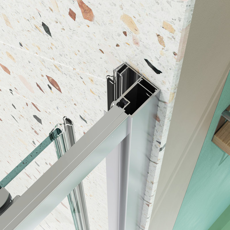 Porte de douche coulissante de 72 po x H 50 à 54 po, verre trempé de 1/4 po, finition, verre Nano Easy Clean et film protecteur, méthode d'installation sans effort, universel à gauche à droite, fermeture magnétique, fuite supérieure simple