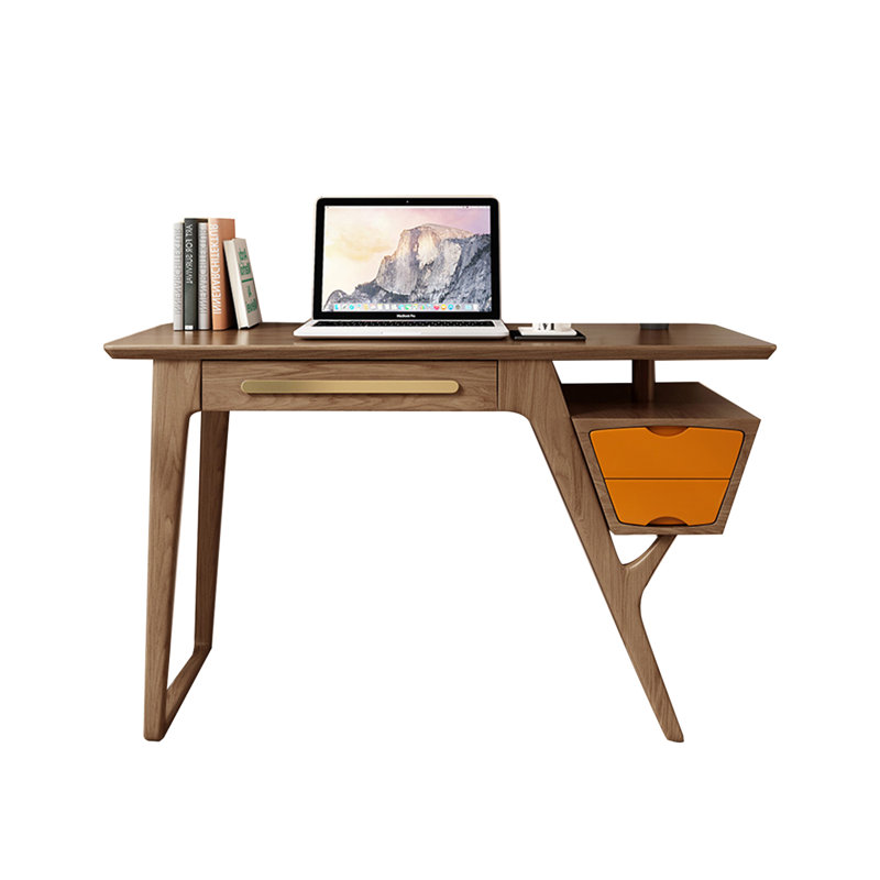 Bureau chic en bois massif: contraste moderne et utilitaire, H 29,53 po x l 41,34 po x P 19,69 po