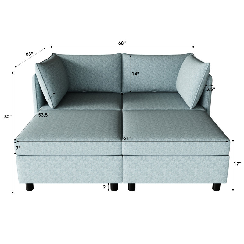 Causeuse Mid-Century avec rangement, chenille pour espace de vie compact et chambre à coucher