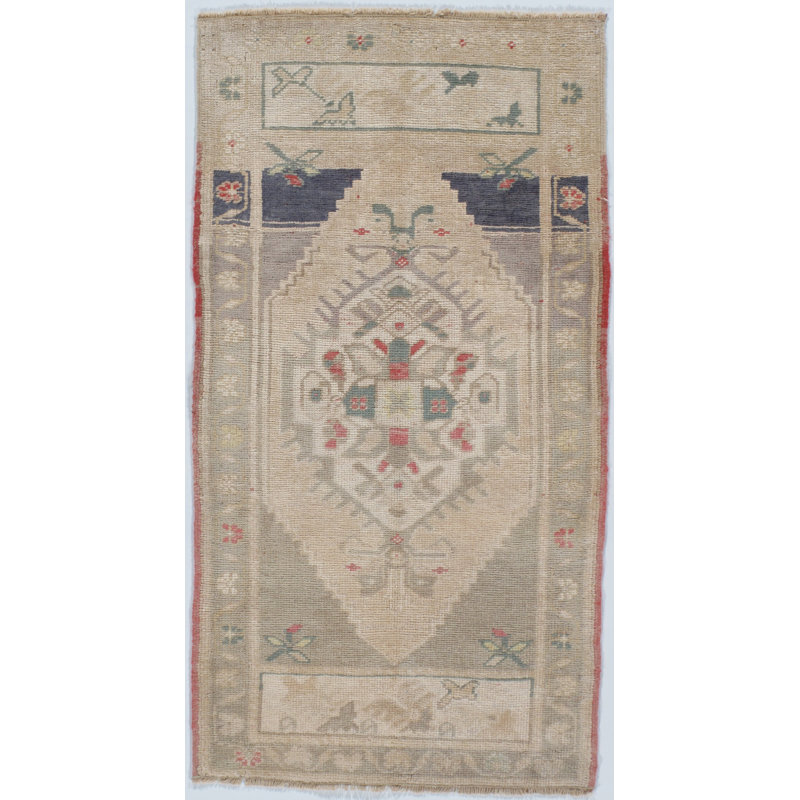 Vintage One-of-a-Kind Rectangle 1'9" X 3'3" Hand Knotted Area Rug