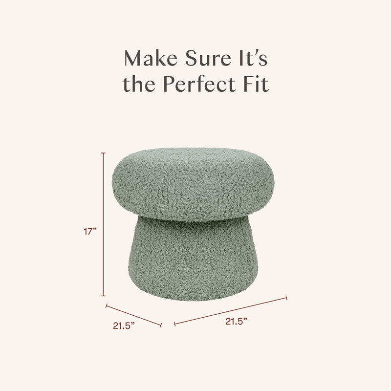 Mini Mushroom Pouf, Sage Teddy Loop, Standard