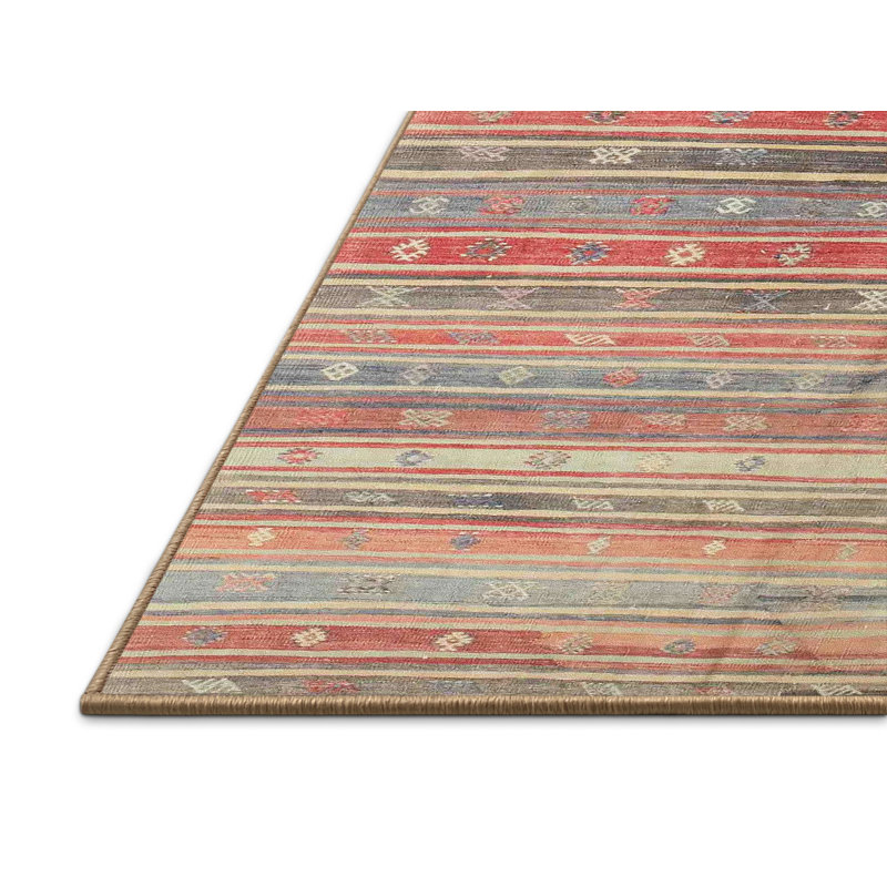 Tapis rouge à motif géométrique Lynelle, Rectangle 5 pi x 8 pi