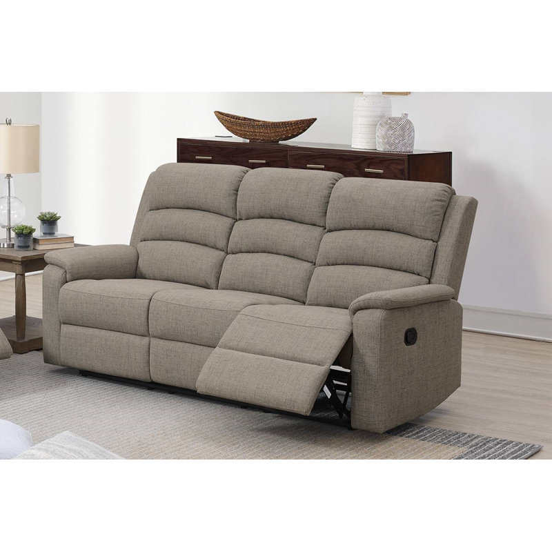 Samulicci Upholstered 74'' Reclining Sofa, Light Brown 100% Linen