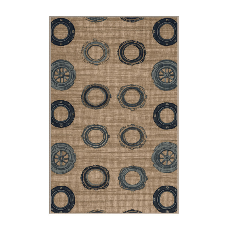 Washable Porthole frames Nautical Area Rug, Rectangle 4' x 6'
