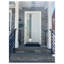 Porte avant en acier pré-suspendue à l'avant / deux portes en émail blanc 1713 / fenêtre extérieure à dessus noir / inserts en acier inoxydable simples peints modernes - l 36 po x H 80 po + 16 po - Gauche-111445062-111445065-111445064