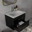 Ensemble de meuble-lavabo mural 24 po avec lavabo, deux tiroirs, lavabo en céramique, assemblage facile, poignée longue en métal doré, 2 tiroirs de rangement, noir brillant-1341617836