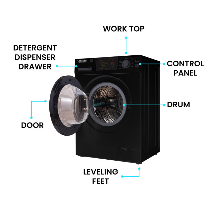 Equator Black 1.62 cu.ft. Front Load Washer with 16 Programs
