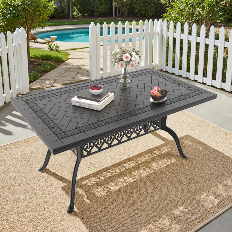 Table de salle à manger rectangulaire en aluminium coulé L 59,06 po L 35,43 po Selzer