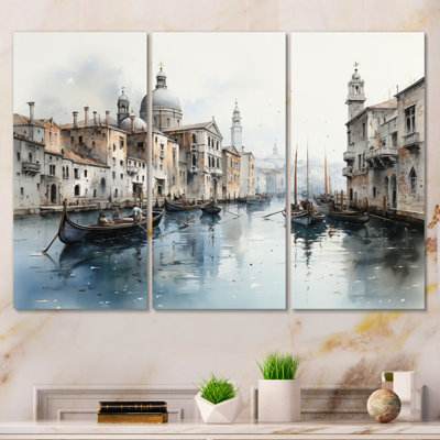 " Blue Canal Urban Venice Charcoal " 3 - Pieces