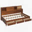 Lit de jour simple en bois avec 3 tiroirs de rangement, tête de lit souple, tablette et ports USB intégrés, -756825688