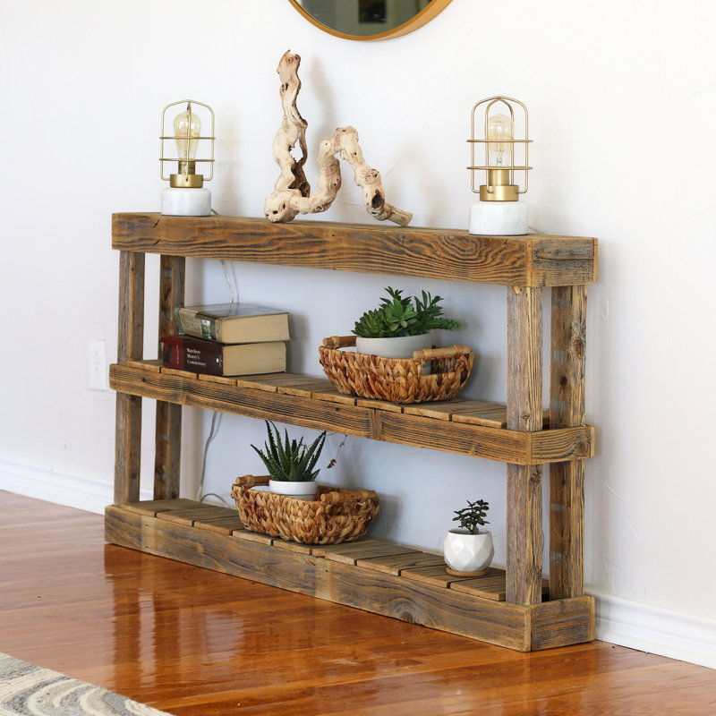Natural Reclaimed Wood 60'' Three-Tier Console Table