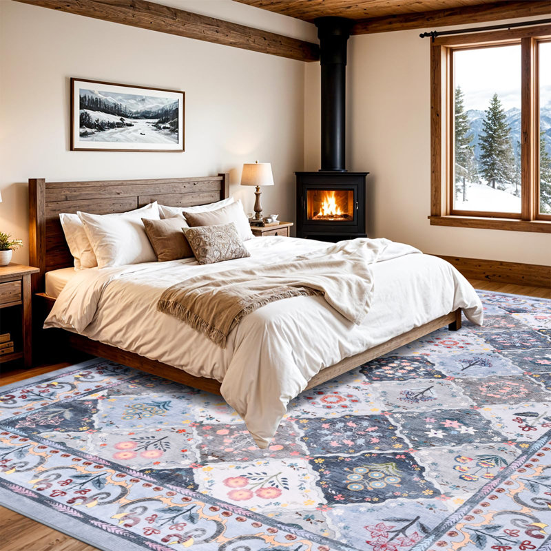 Large Ultra-Thin Colorful Moroccan Area Rug Washable Rugs  For Home Decor, Rectangle 5' x 8'