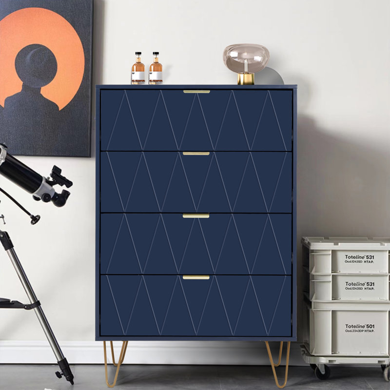 Marable 4 Drawer 59.9cm W Chest, Navy Blue