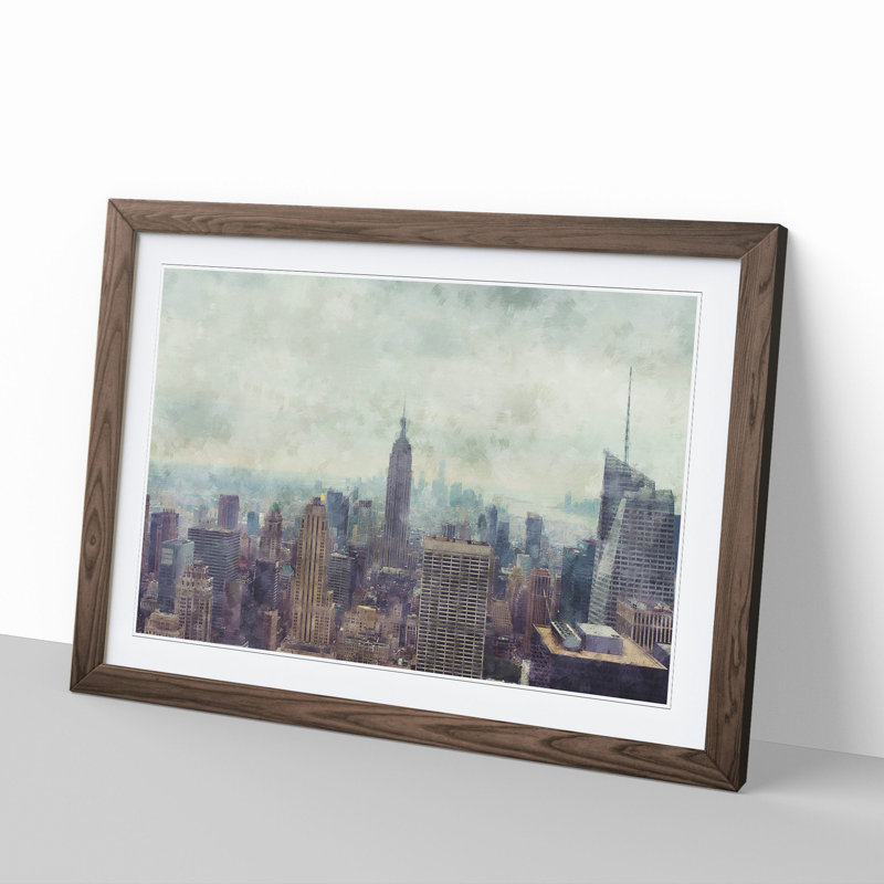 New York Skyline Vol.4 - Picture Frame Graphic Art, 48cm H x 65cm W x 2cm D, Walnut Framed