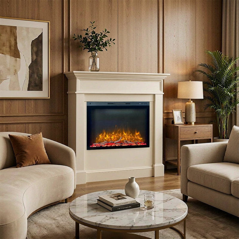 Rebrilliant Black Electric Fireplace Insert, H 7 po x l 31,7 po x P 36,1 po