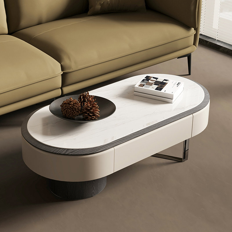 Table basse simple en marbre ovale