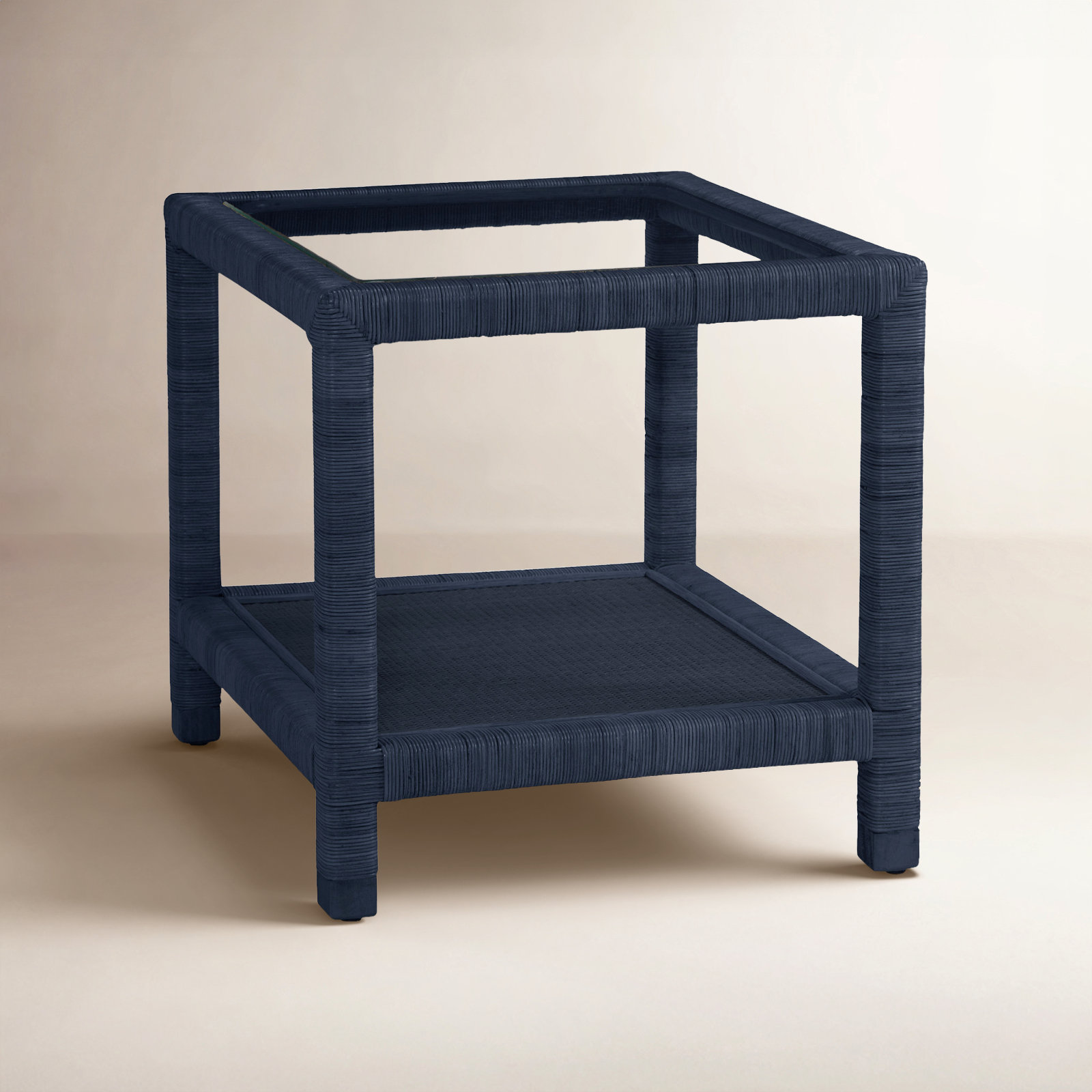 Graham Glass End Table, Navy