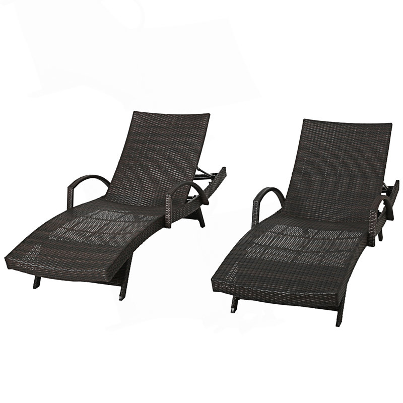 2Pc Chaise Lounge With Arm, Brown Multi, 2
