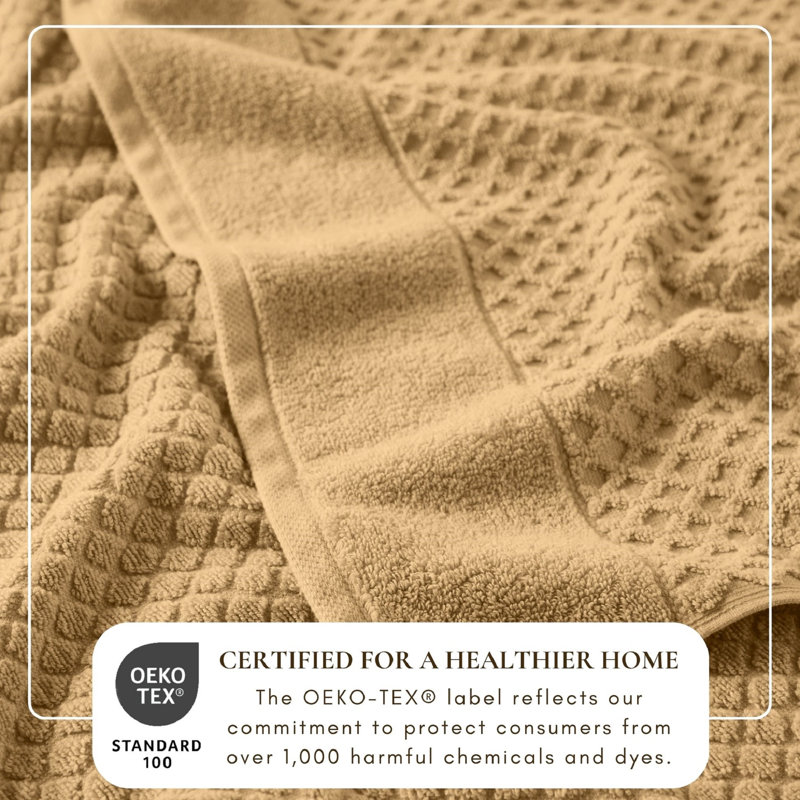 Ultra-Soft & Absorbent 100% Cotton Towel Set, Sand Diamond, Bath Towels - 4 Pack